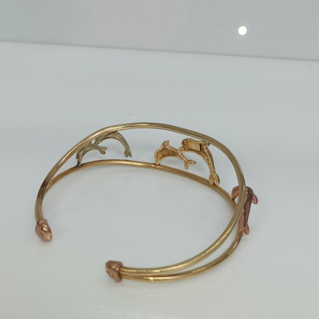 PULSERA RIGIDA ORO COMBINADO 10 K 9,40 GRMS (SEMINUEVO)