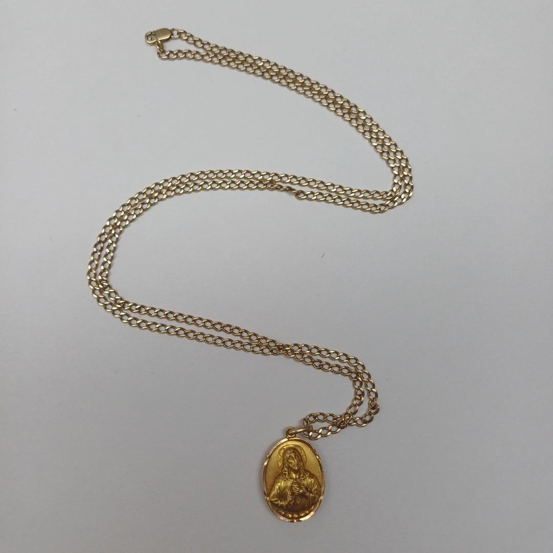 CADENA, MEDALLA RELIGIOSA ORO 10 K 8.9 GRMS (SEMINUEVO)