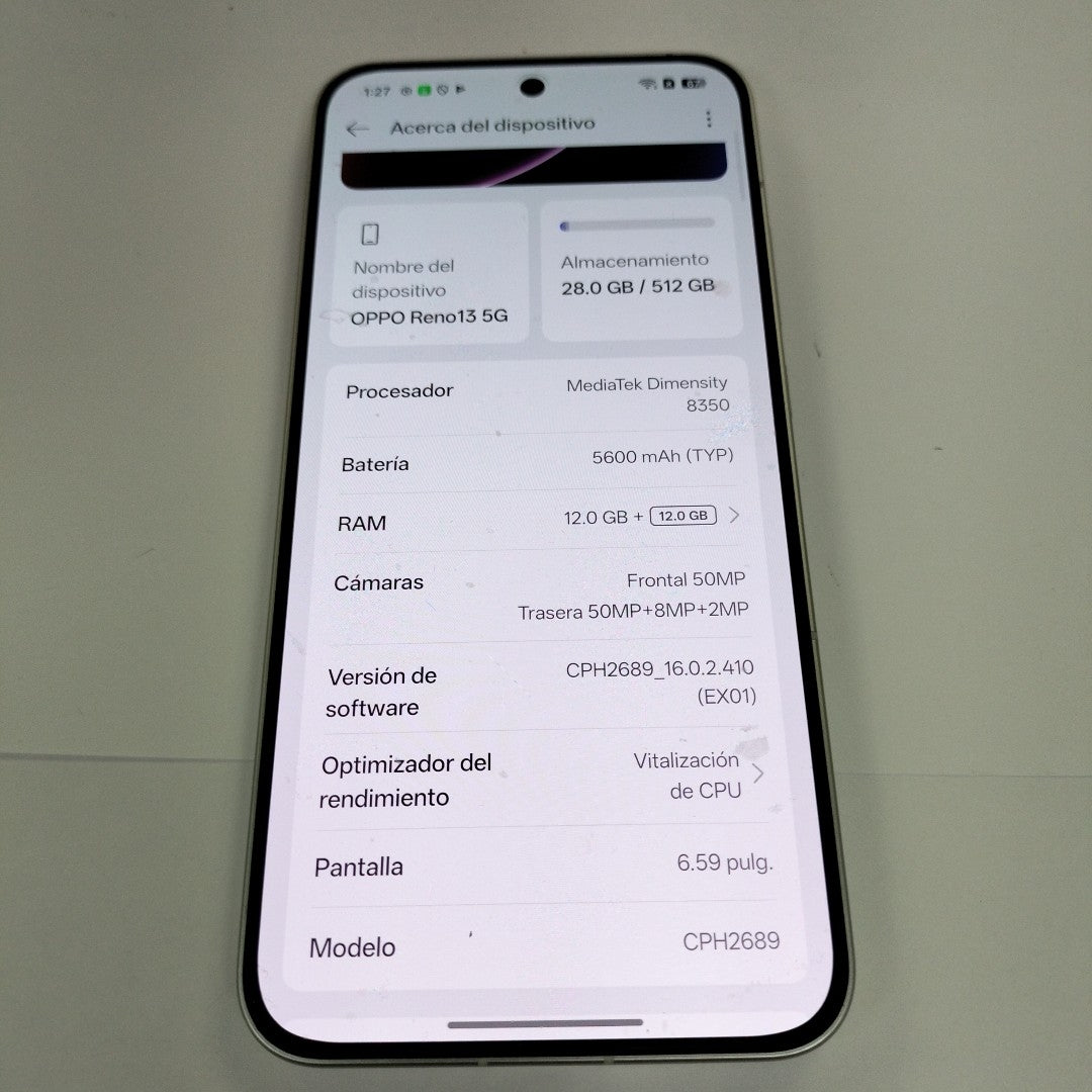 CELULAR OPPO  RENO13 5G CPH2689 (2024) 512 GB 12 GB RAM (SEMINUEVO)