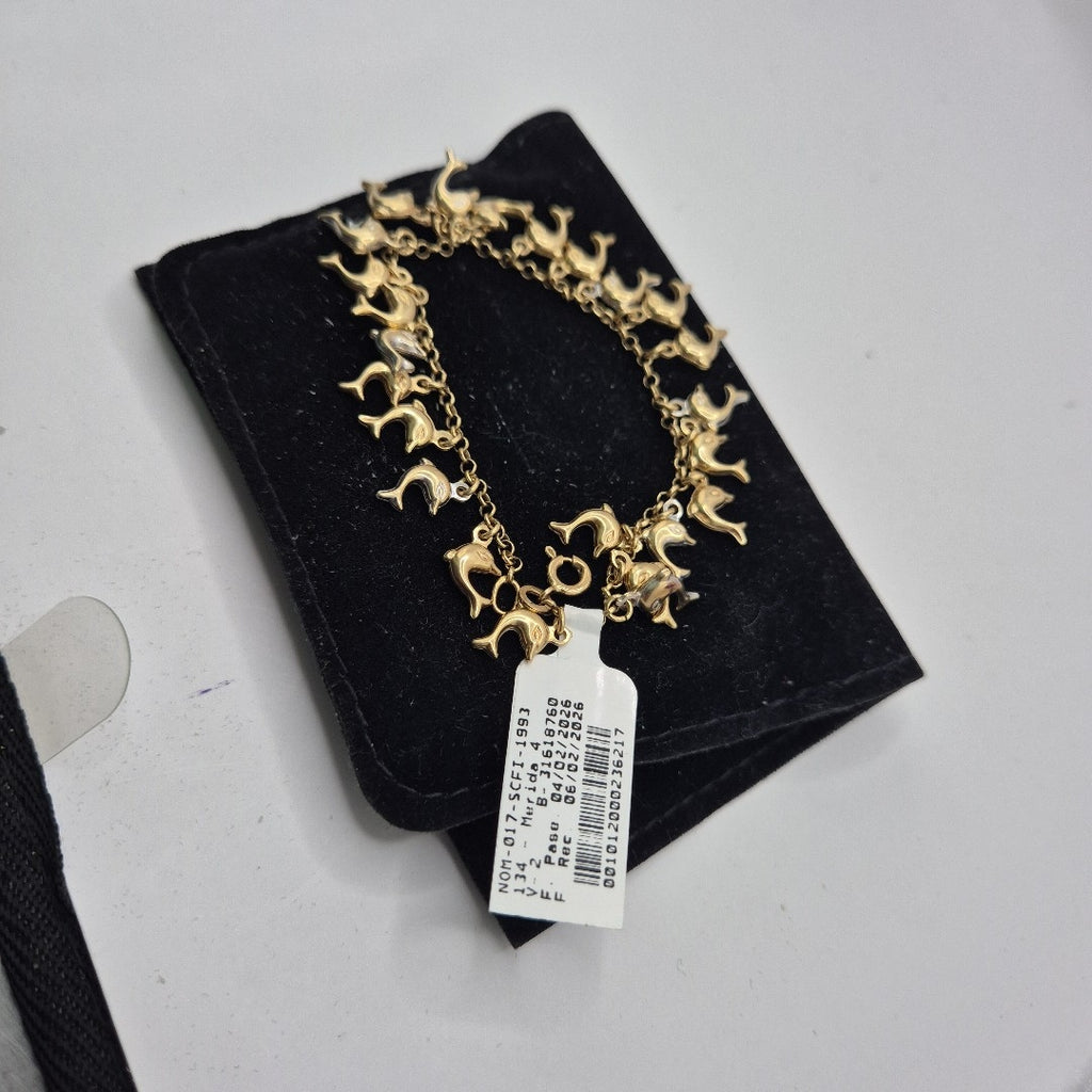 K1 11,20 GRMS 10 K ESPECIFICACIONES COMPLEMENTARIAS PULSERA CON DELFINES (SEMINUEVO)