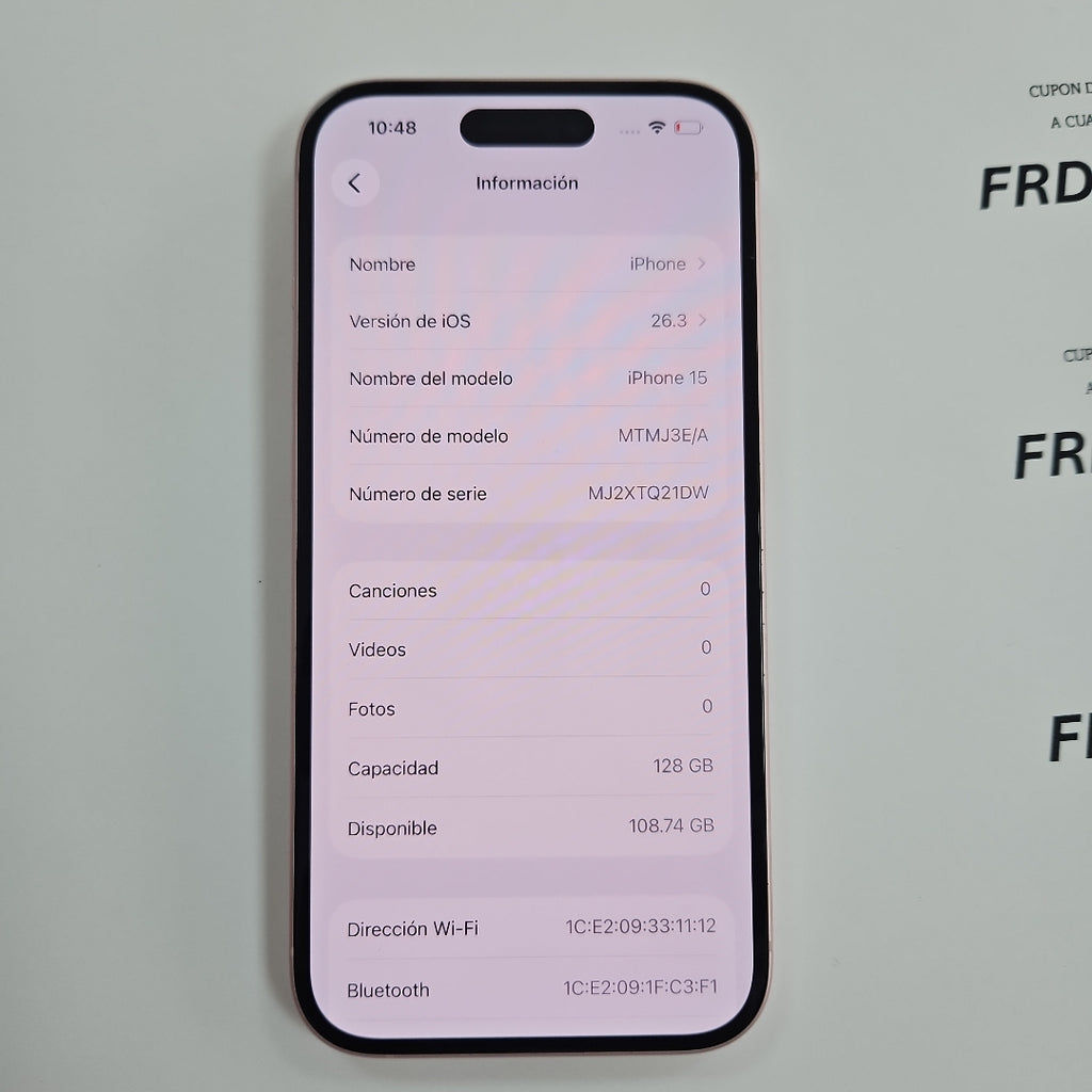 CELULAR APPLE IPHONE 15 A3089 (2023) 128 GB 6 GB RAM (SEMINUEVO)