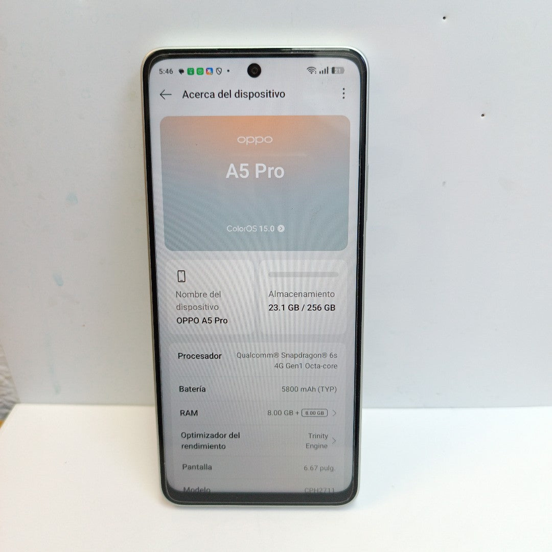 CELULAR OPPO  A5 PRO CPH2711 (2025) 256 GB 8 GB RAM (SEMINUEVO)
