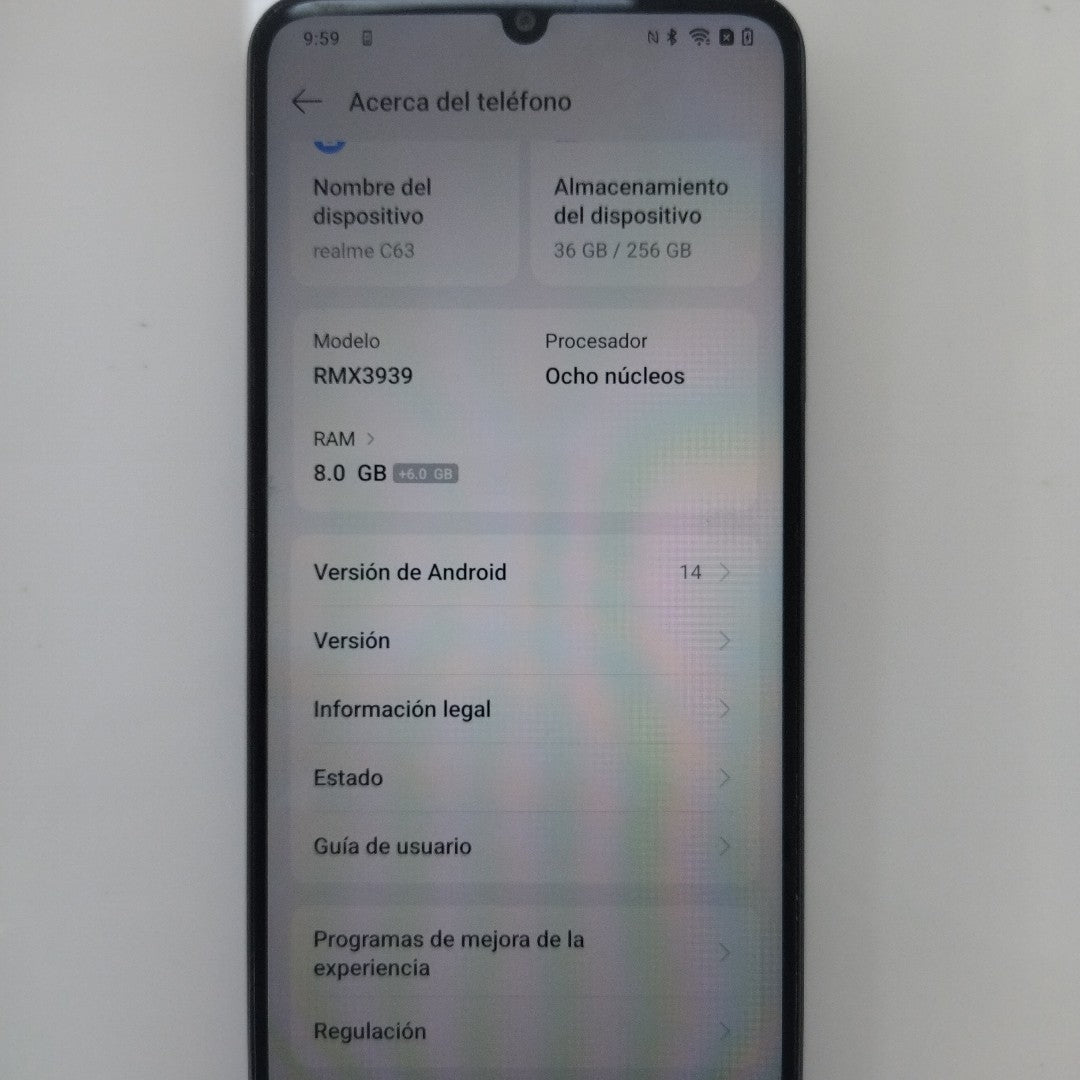 CELULAR REALME C63 RMX3939 (2024) 256 GB 8 GB RAM (SEMINUEVO)