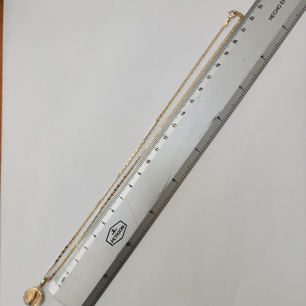 CADENA, MEDALLA RELIGIOSA ORO 10 K 3.4 GRMS (SEMINUEVO)