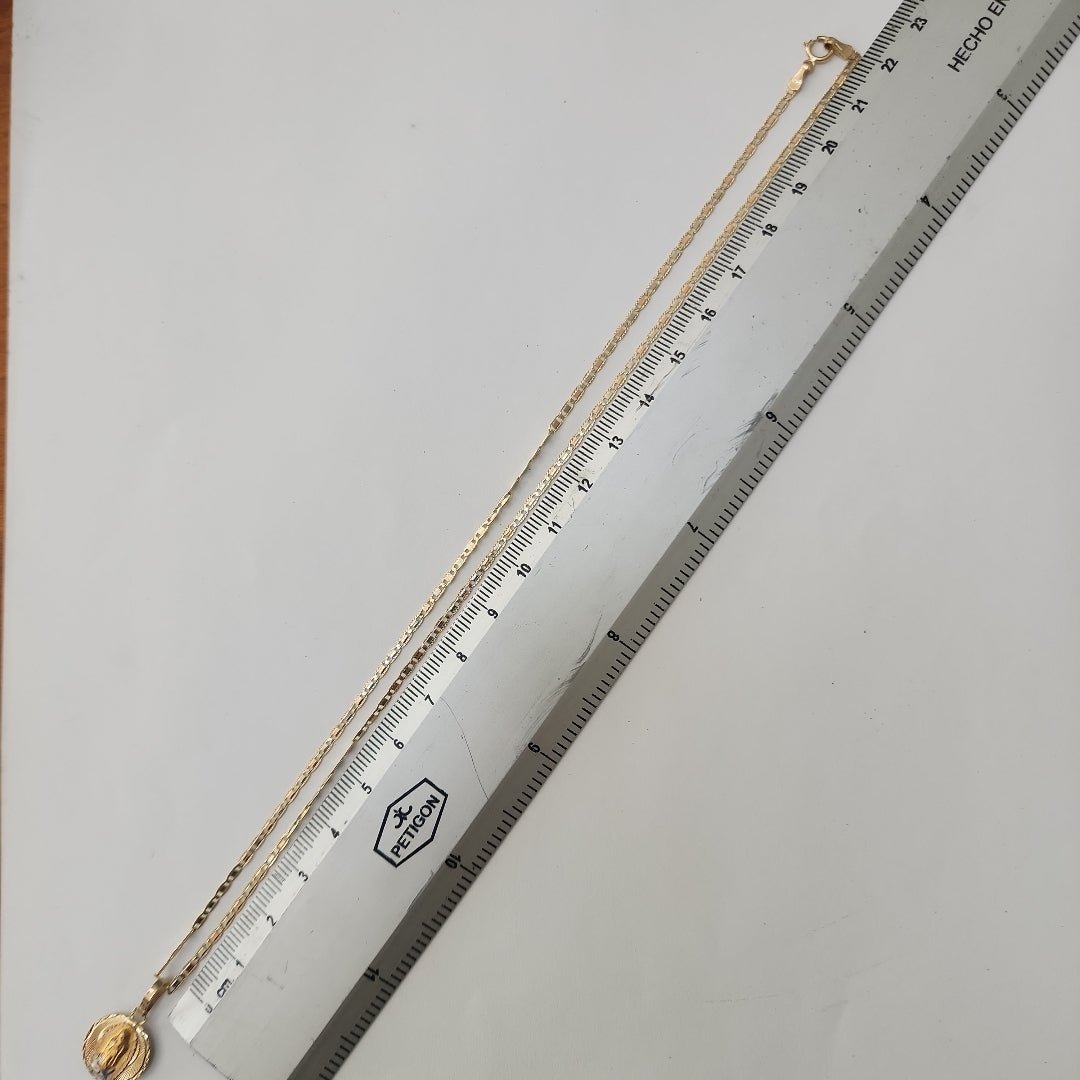CADENA, MEDALLA RELIGIOSA ORO 10 K 3.4 GRMS (SEMINUEVO)