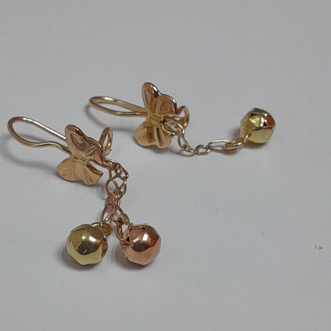 ARETES PAR ORO, RODIADO 14 K 1.7 GRMS (SEMINUEVO)