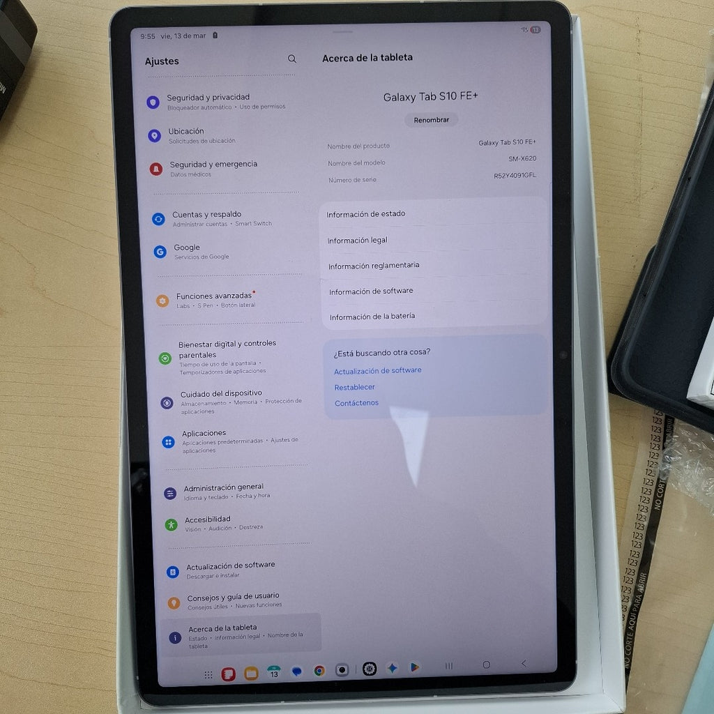 TABLETA SAMSUNG GALAXY TAB S10 FE+ SM-X620 (2025) 256 GB 12 GB RAM (SEMINUEVO)