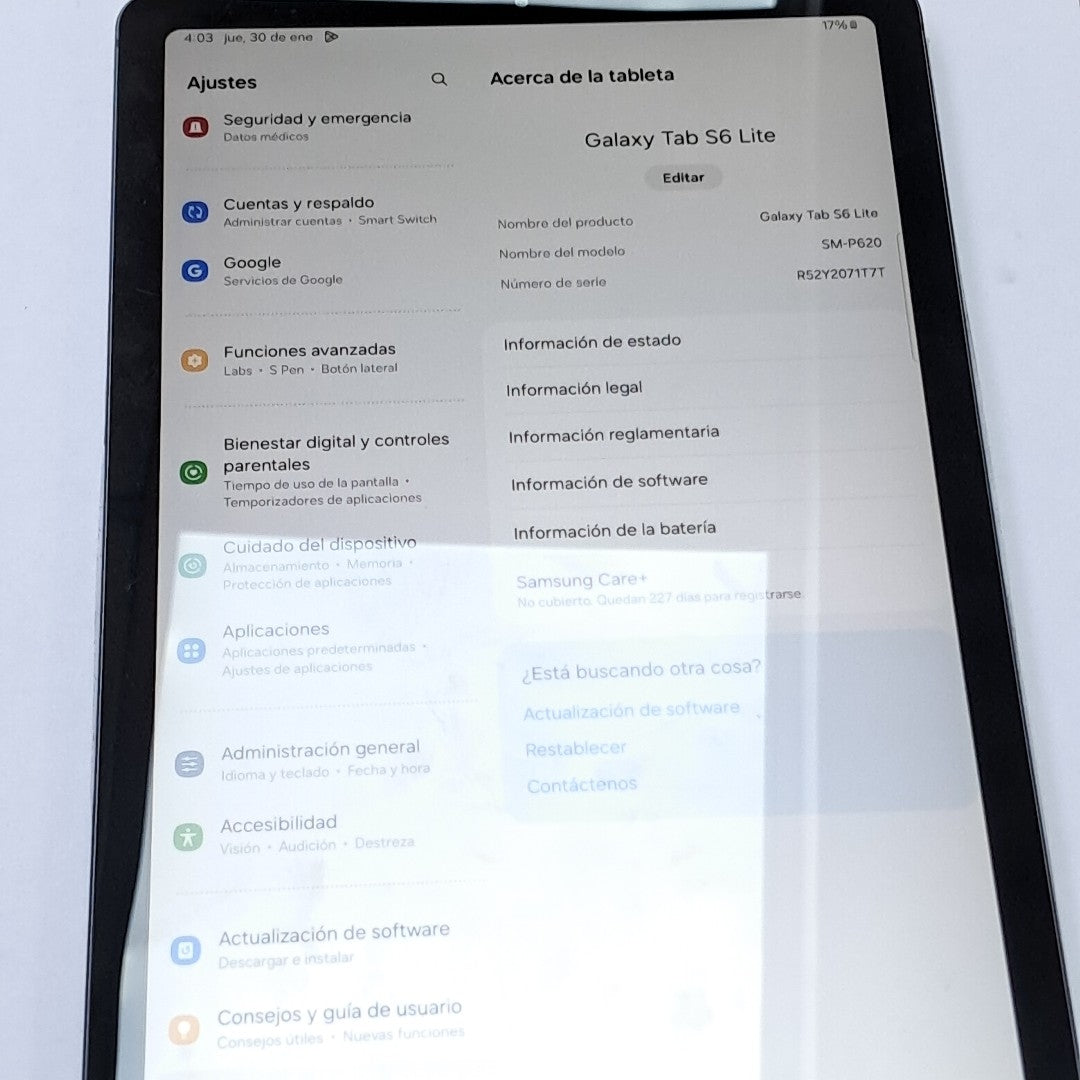 TABLETA SAMSUNG GALAXY TAB S6 LITE SM-P620 (2024) 128 GB 4 GB RAM (SEMINUEVO)