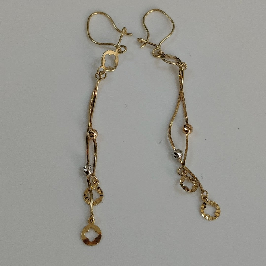 ARETES PAR ORO COMBINADO 14 K 1,90 GRMS (SEMINUEVO)