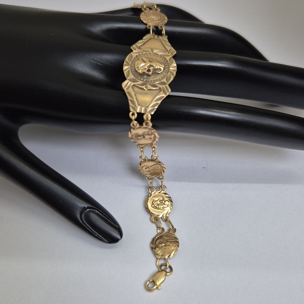 K1 6,60 GRMS 10 K ESPECIFICACIONES COMPLEMENTARIAS PULSERA CON DIJES RELIGIOSOS (SEMINUEVO)