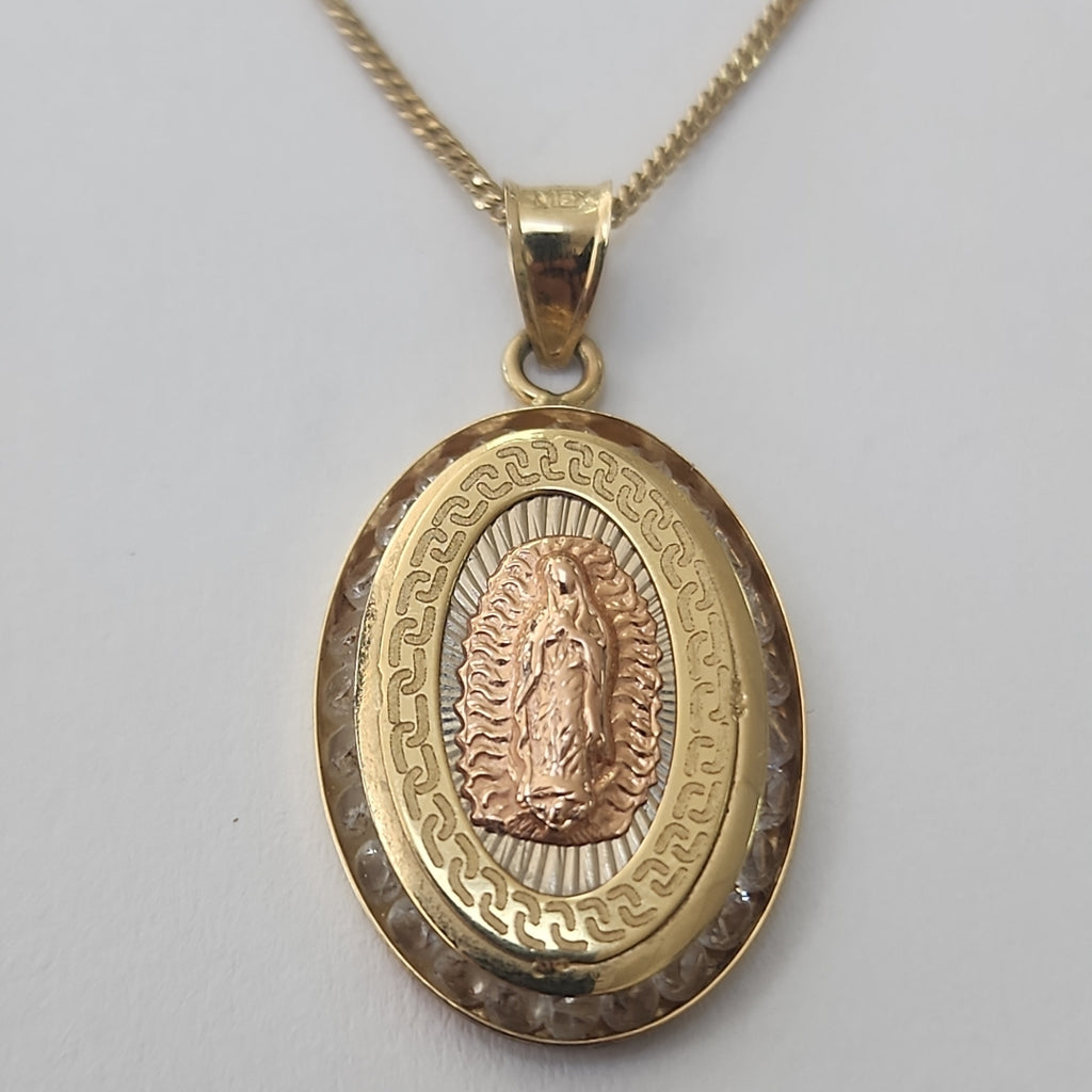 CADENA, MEDALLA RELIGIOSA ORO 10 K 3.4 GRMS (SEMINUEVO)