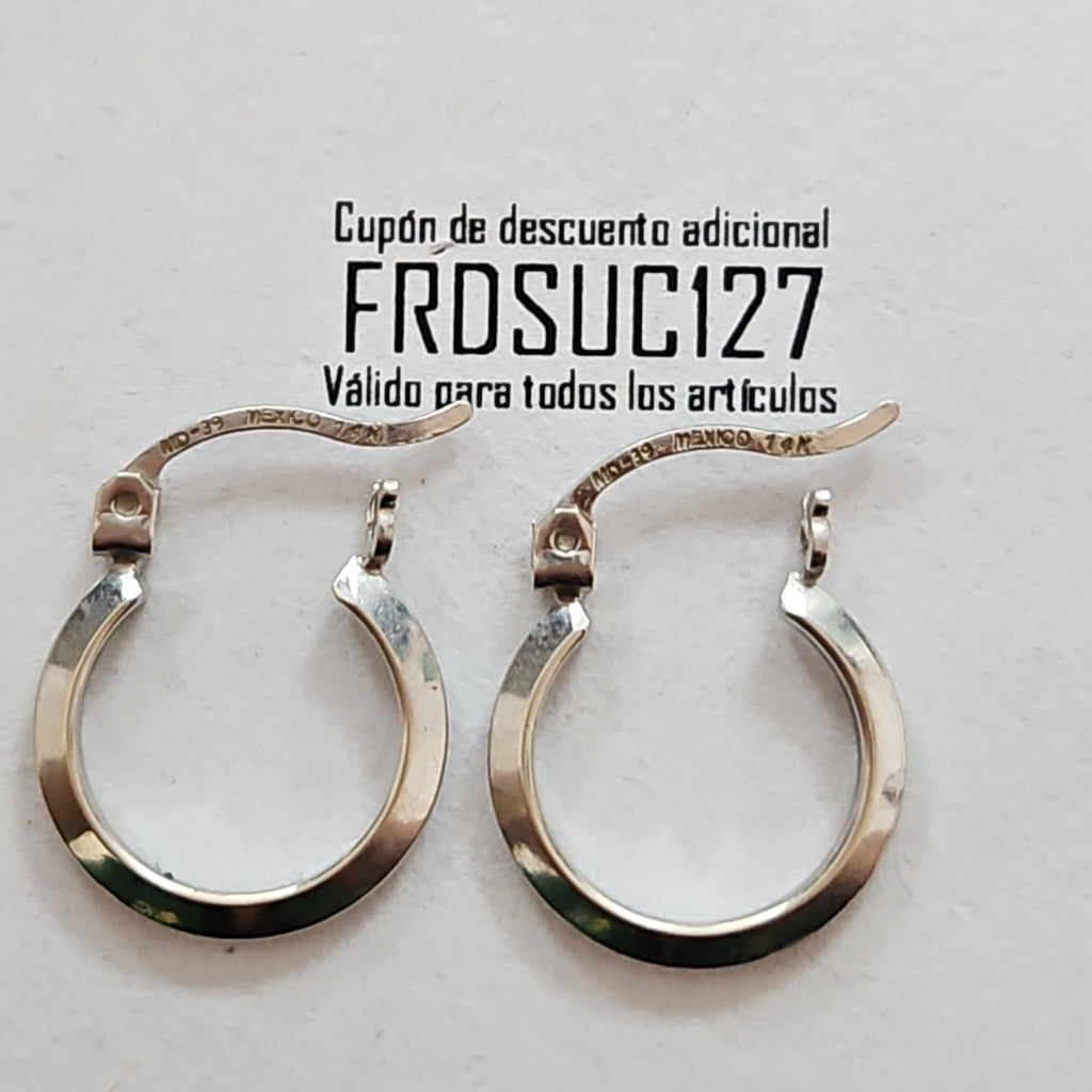 ARRACADAS PAR ORO BLANCO 14 K 1.1 GRMS (SEMINUEVO)