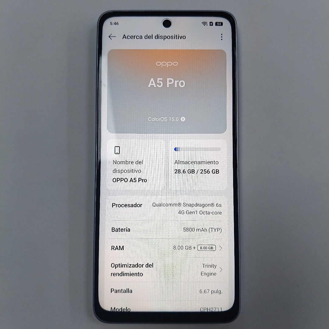 CELULAR OPPO  A5 PRO CPH2711 (2025) 256 GB 8 GB RAM (SEMINUEVO)