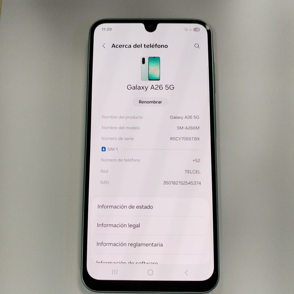 CELULAR SAMSUNG GALAXY A26 5G SM-A266M (2025) 128 GB 6 GB RAM (SEMINUEVO)