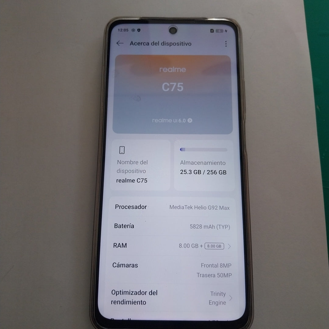 CELULAR REALME C75 RMX3941 (2025) 256 GB 8 GB RAM (SEMINUEVO)