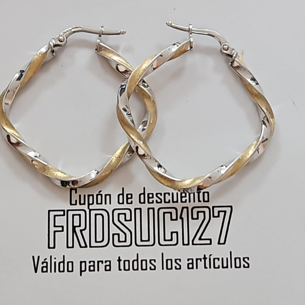 ARRACADAS PAR ORO COMBINADO 14 K 2.2 GRMS (SEMINUEVO)