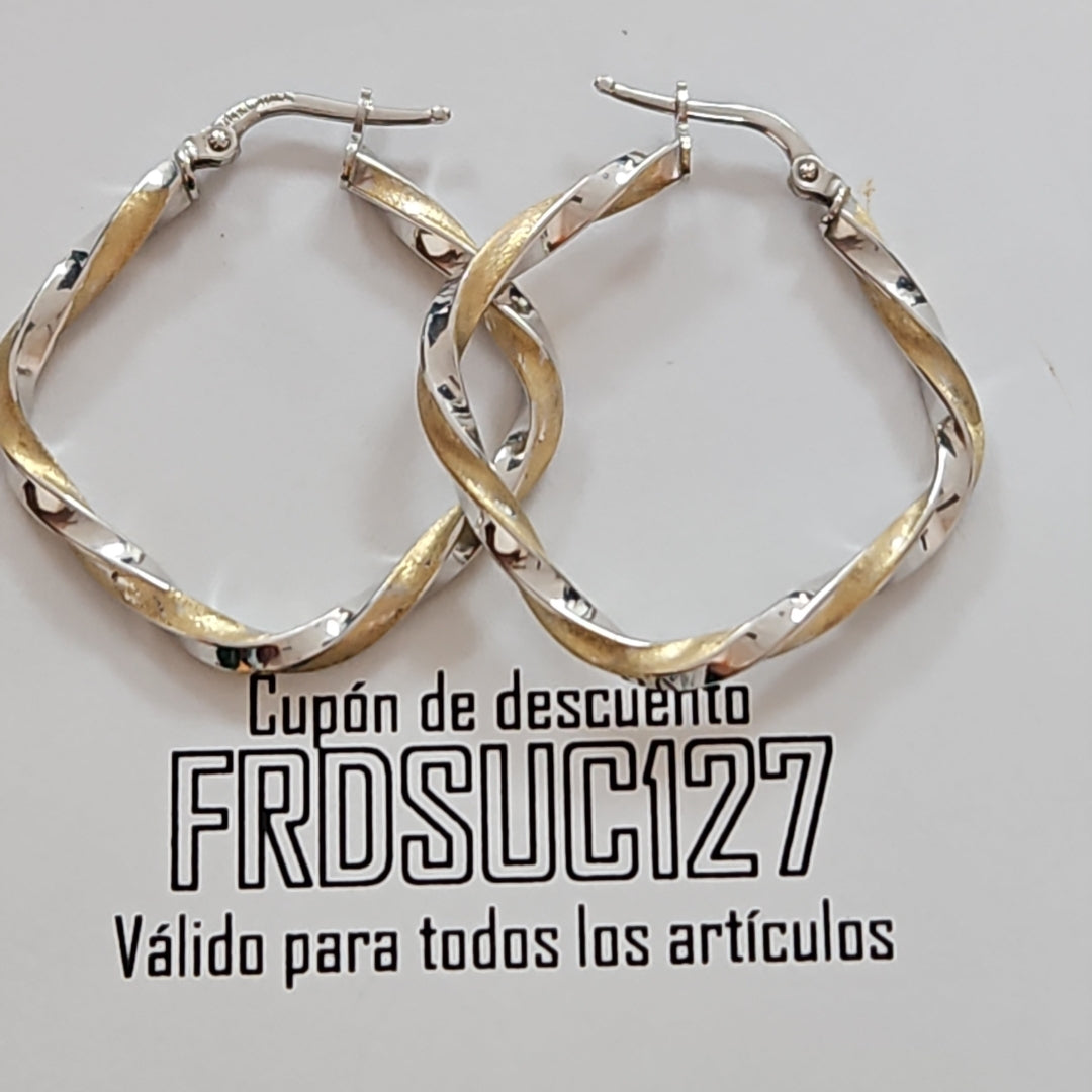 ARRACADAS PAR ORO COMBINADO 14 K 2.2 GRMS (SEMINUEVO)