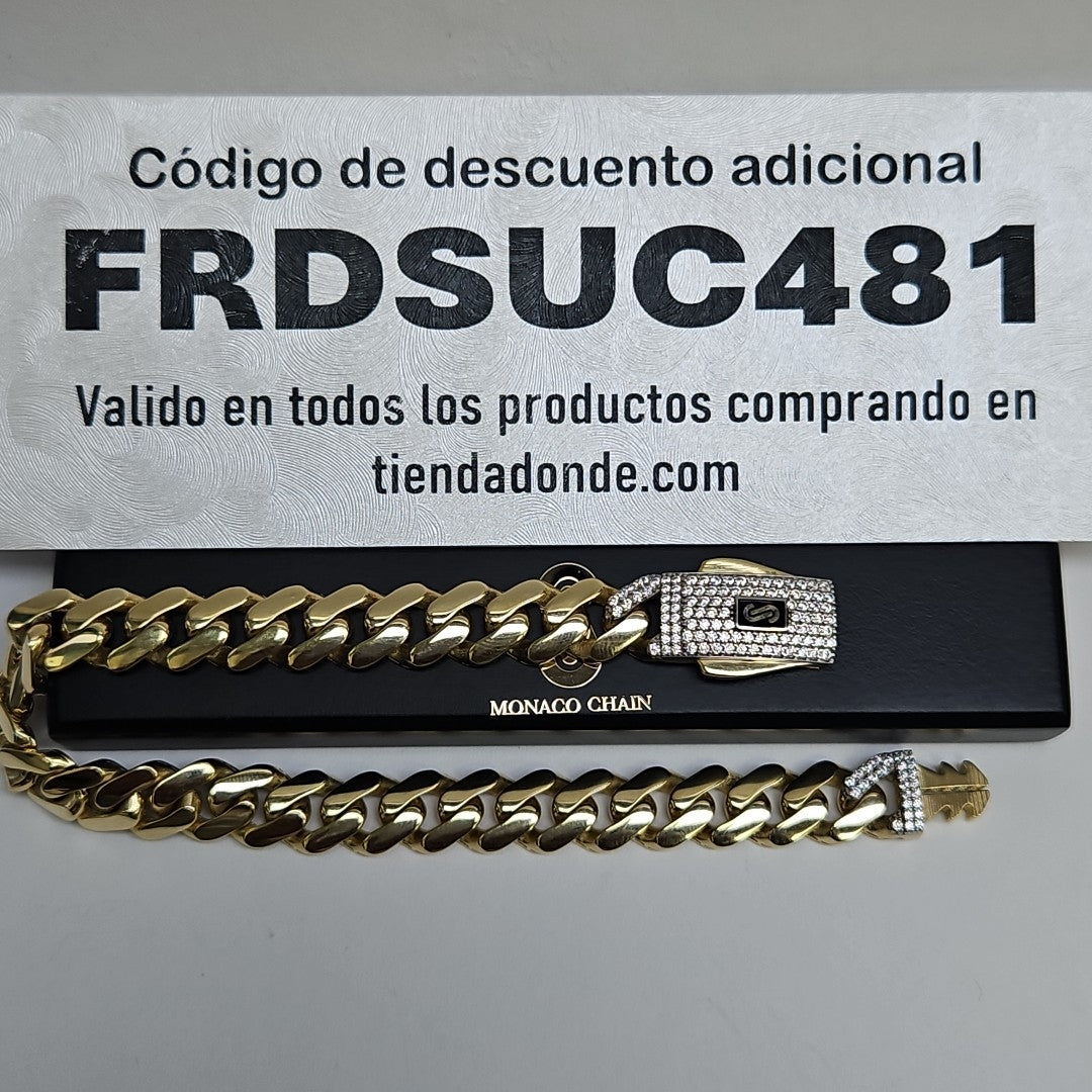 PULSERA CABALLERO MONACO ORO 10K 12.5 (NUEVO)