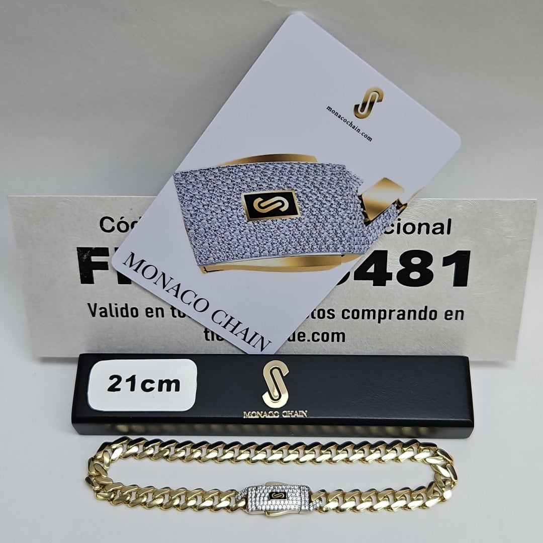 PULSERA CABALLERO MONACO ORO 14K 7.8 (NUEVO)
