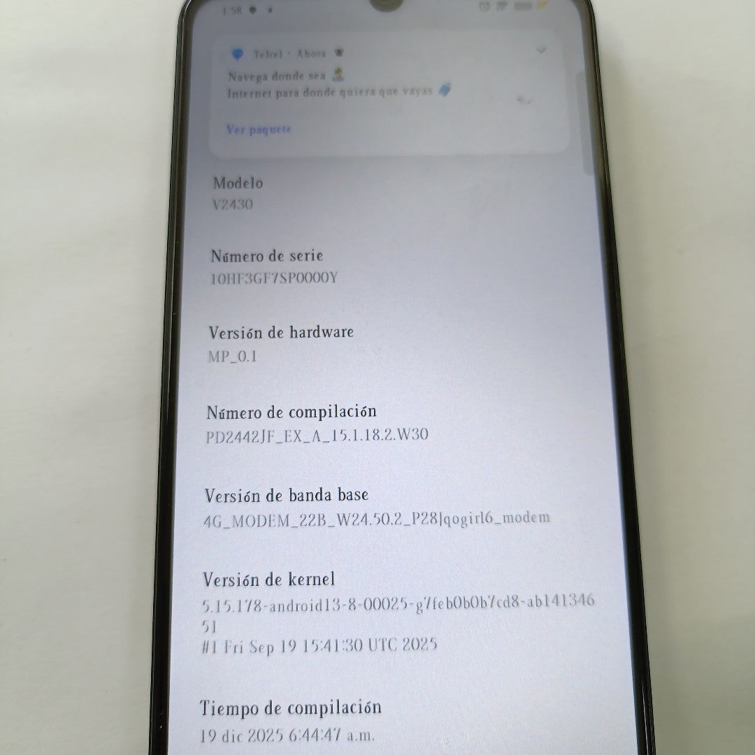 CELULAR VIVO Y04 V2430 (2025) 256 GB 4 GB RAM (SEMINUEVO)