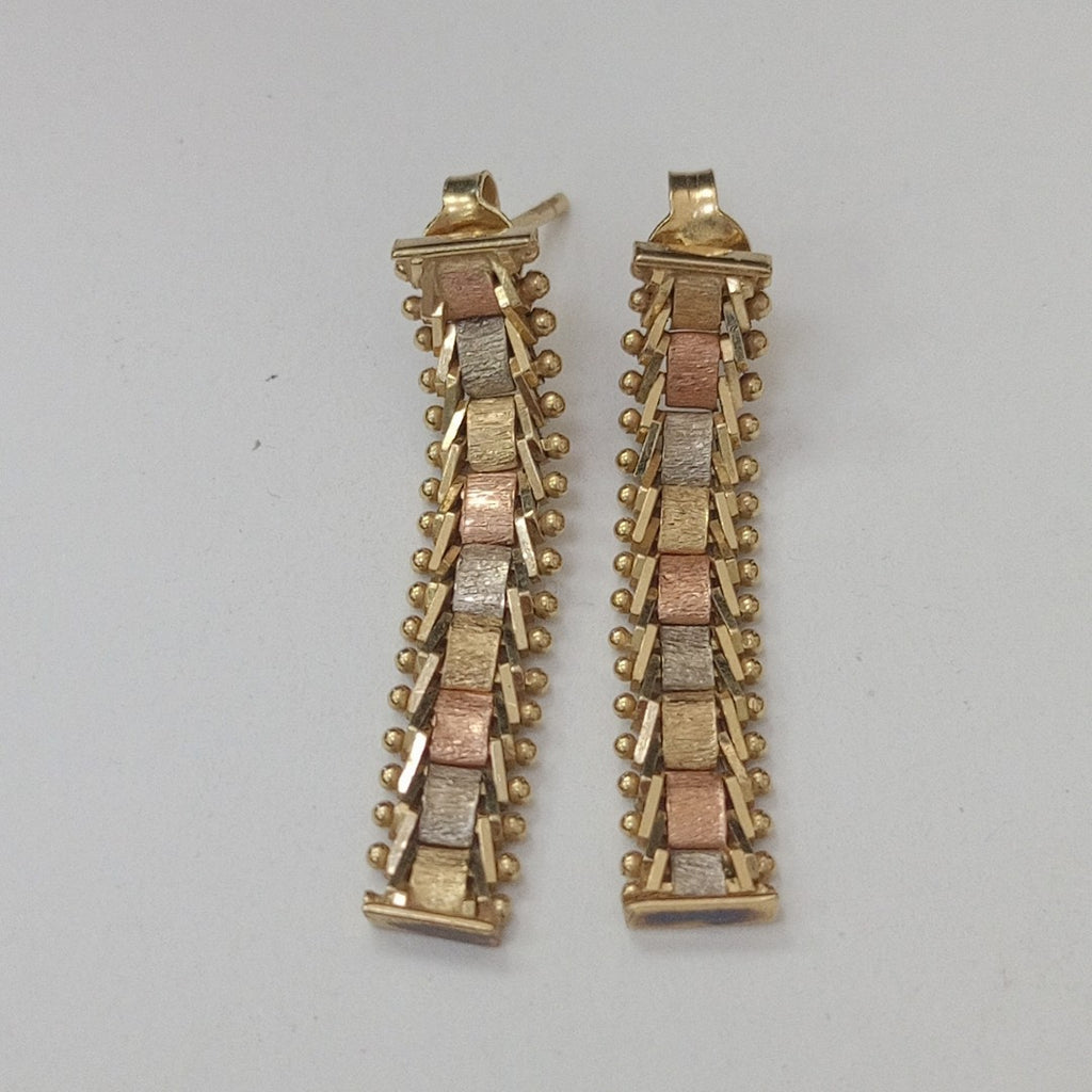 ARETES PAR ORO COMBINADO 14 K 3.5 GRMS (SEMINUEVO)