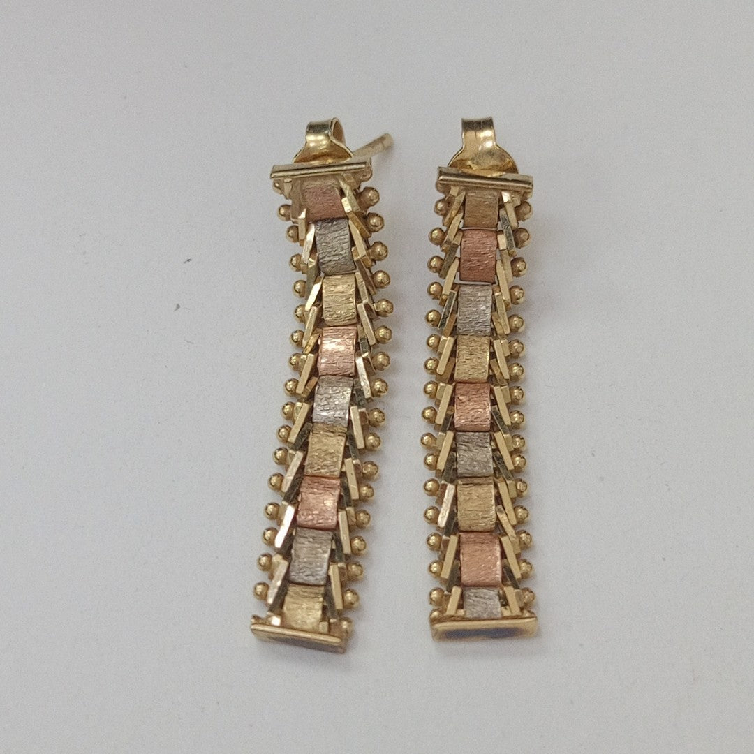 ARETES PAR ORO COMBINADO 14 K 3.5 GRMS (SEMINUEVO)
