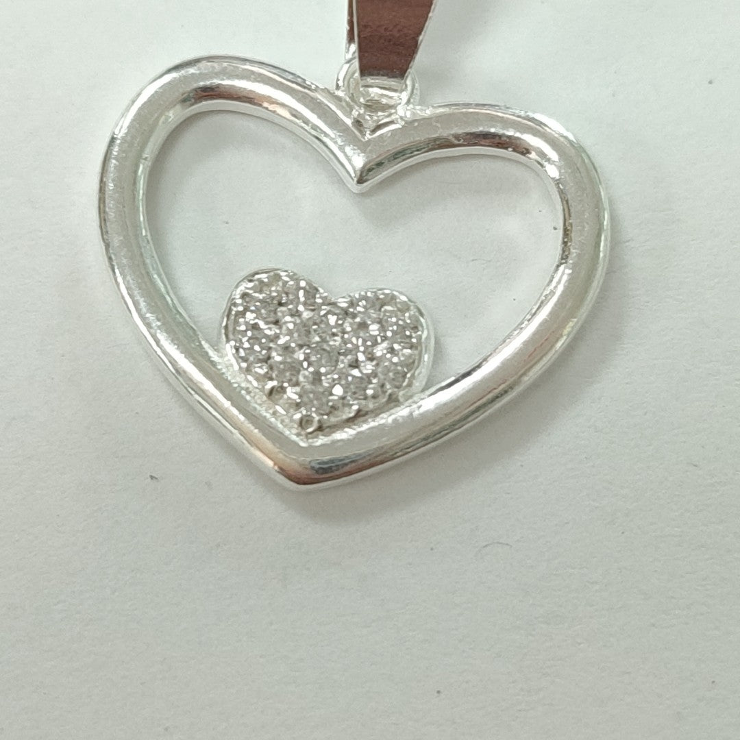 DIJE CORAZON C/CIRCONIAS PLATA .925 2.6 GR (NUEVO)