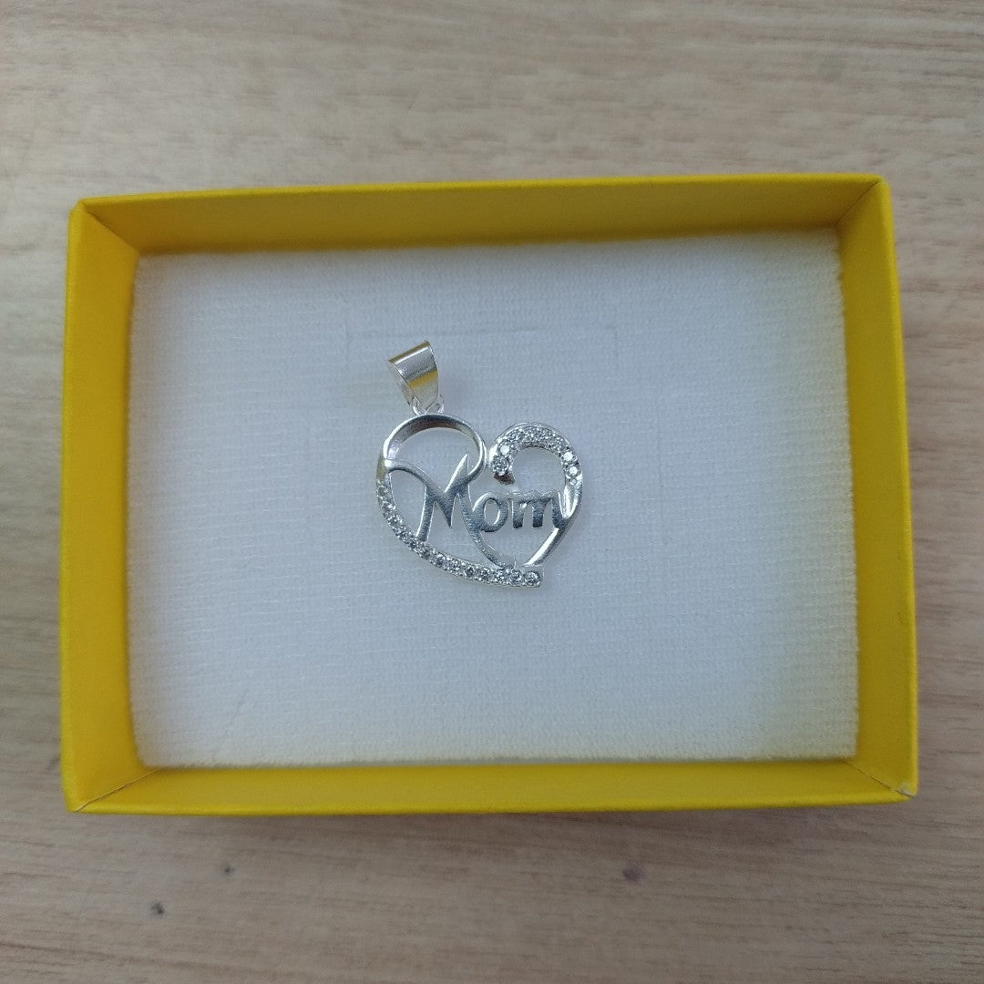 DIJE CORAZON C/CIRCONIAS PLATA .925 3.3 GR (NUEVO)