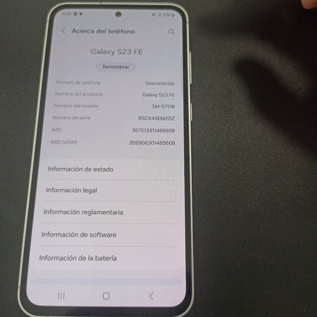 CELULAR SAMSUNG GALAXY S23 FE SM-S711B (2023) 256 GB 8 GB RAM (SEMINUEVO)