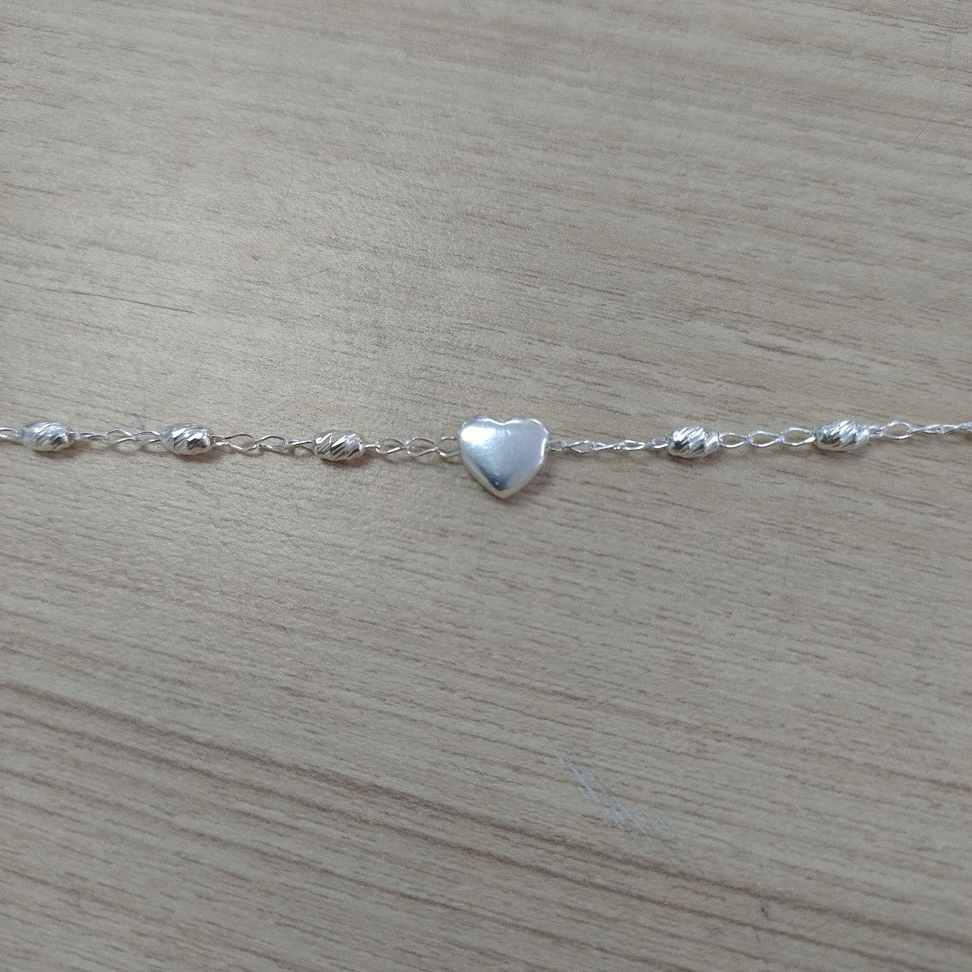 PULSERA TEJIDO CORAZON PLATA .925 18 CM 3.3 GR (NUEVO)