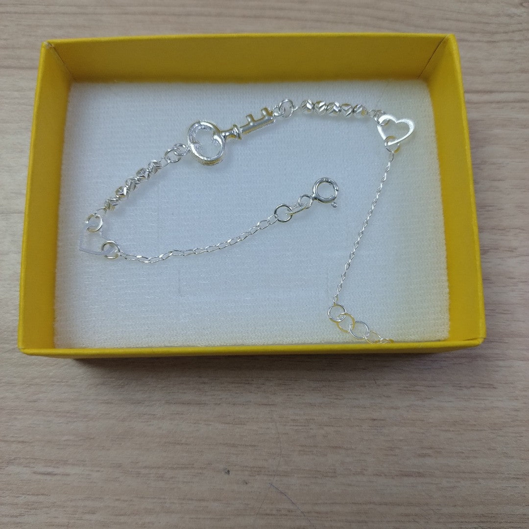PULSERA TEJIDO LLAVE PLATA .925 18 CM 2.3 GR (NUEVO)