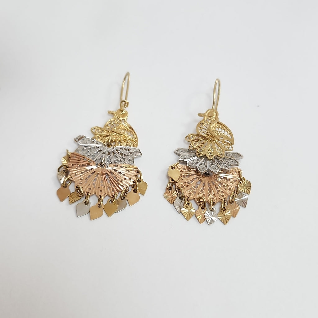 ARETES PAR ORO, ORO BLANCO, ORO COMBINADO 14 K 8.5 GRMS (SEMINUEVO)