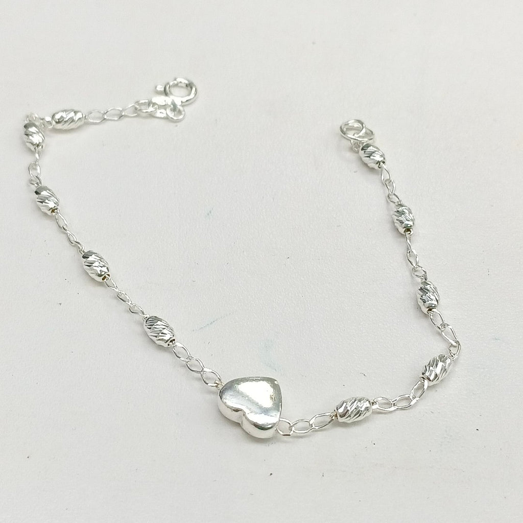 PULSERA TEJIDO CORAZON PLATA .925 18 CM 3.3 GR (NUEVO)