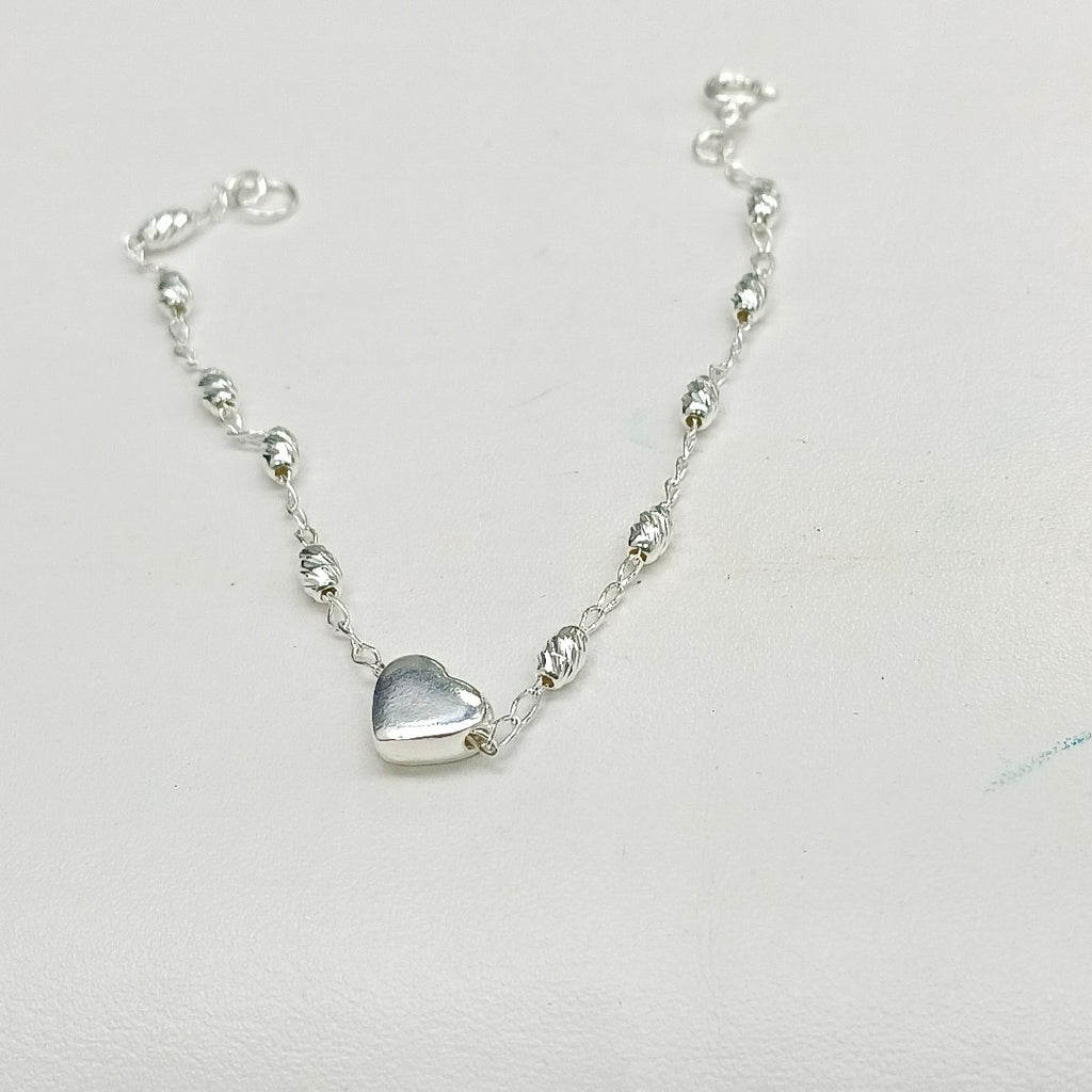 PULSERA TEJIDO CORAZON PLATA .925 18 CM 3.4 GR (NUEVO)