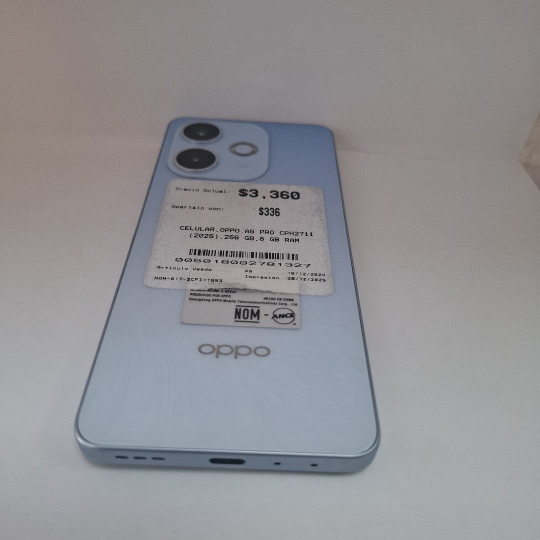 CELULAR OPPO  A5 PRO CPH2711 (2025) 256 GB 8 GB RAM (SEMINUEVO)