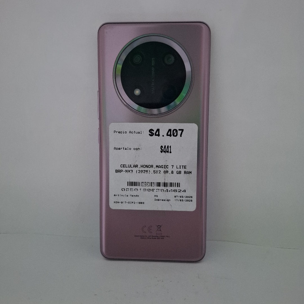 CELULAR HONOR MAGIC 7 LITE BRP-NX3 (2025) 512 GB 8 GB RAM (SEMINUEVO)