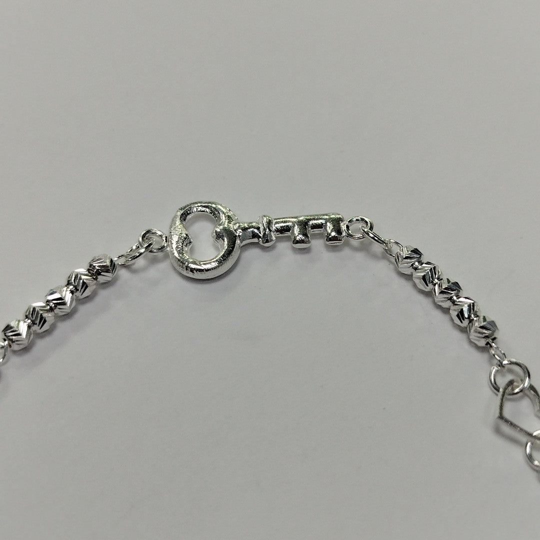 PULSERA TEJIDO LLAVE PLATA .925 18 CM 2.3 GR (NUEVO)
