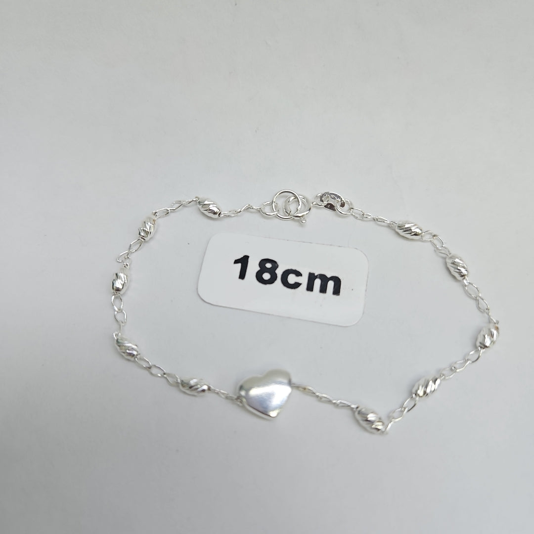 PULSERA TEJIDO CORAZON PLATA .925 18 CM 3.2 GR (NUEVO)