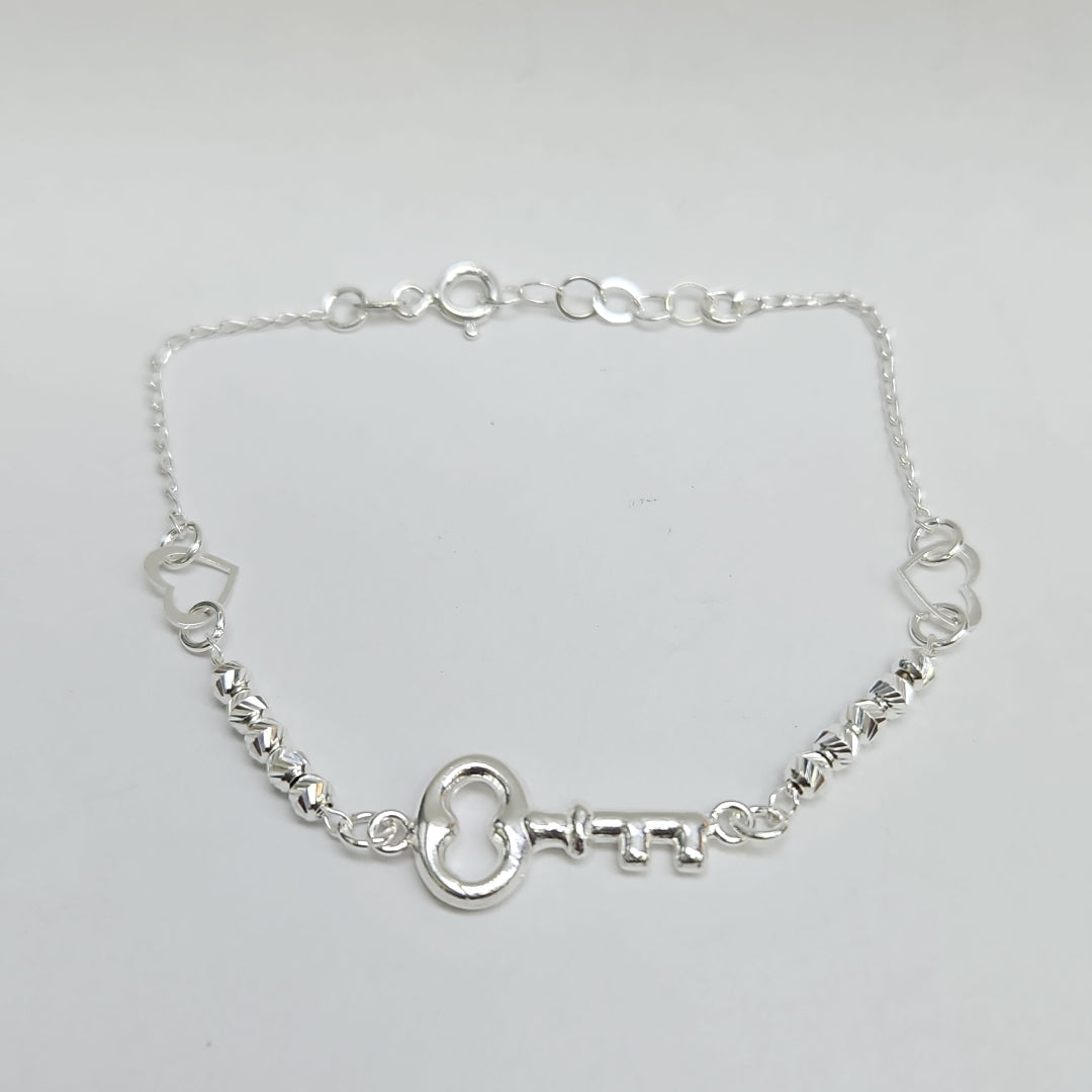 PULSERA TEJIDO LLAVE PLATA .925 18 CM 2.3 GR (NUEVO)