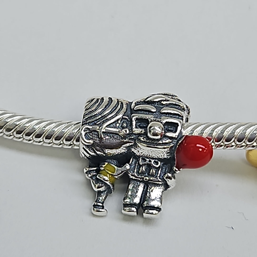 PULSERA TEJIDO ARTICULADA CON CHARMS PLATA .925 18 CM 19.6 GR (NUEVO)