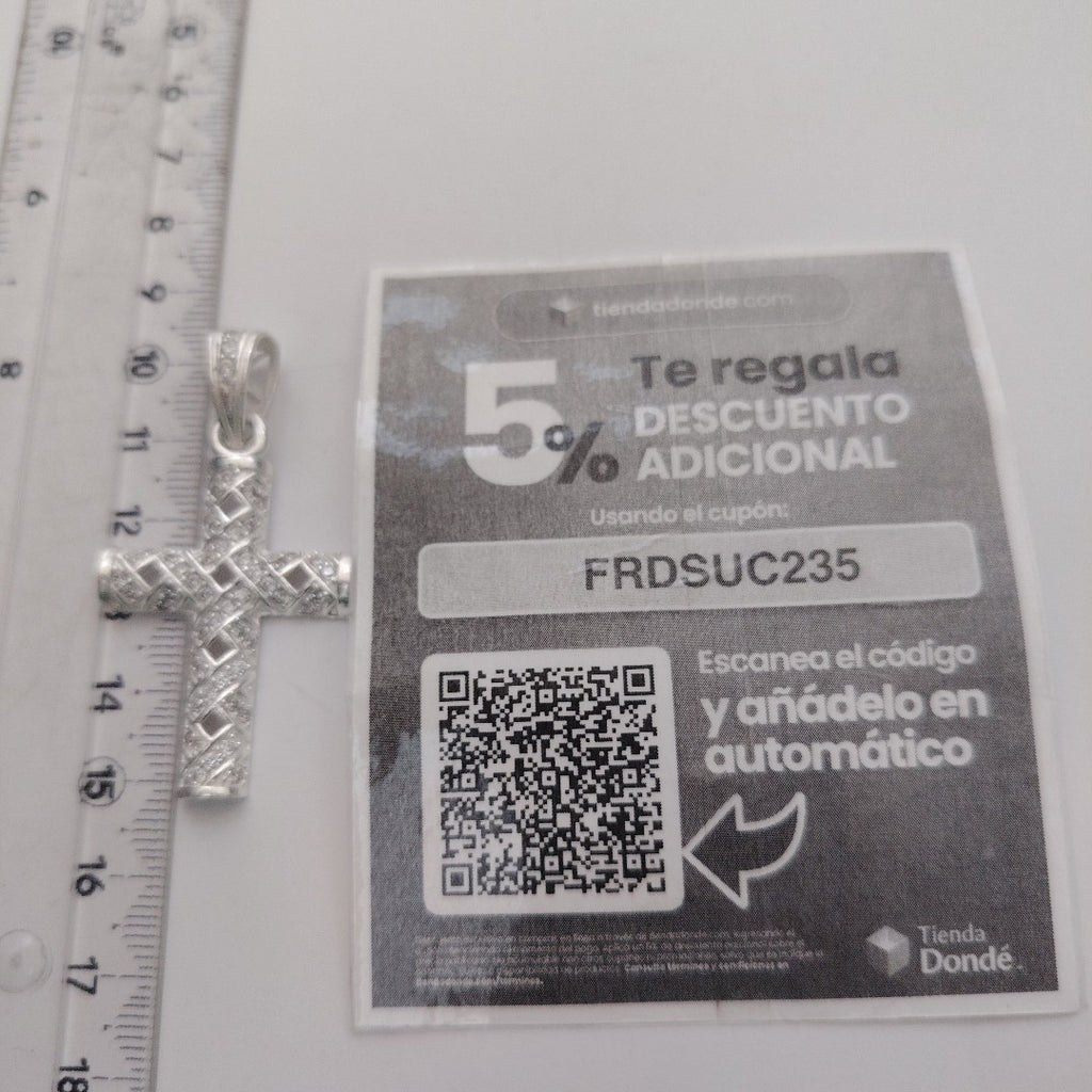 DIJE CRUZ C/CIRCONIAS PLATA .925 7.7 GR (NUEVO)