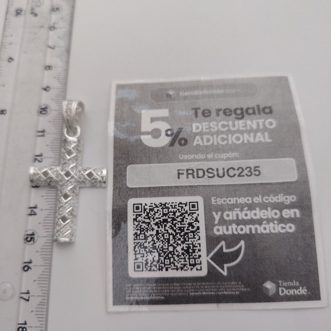 DIJE CRUZ C/CIRCONIAS PLATA .925 7.7 GR (NUEVO)