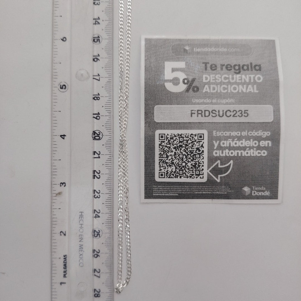 CADENA TEJIDO BARBADO PLATA .925 55 CM 5.5 GR (NUEVO)