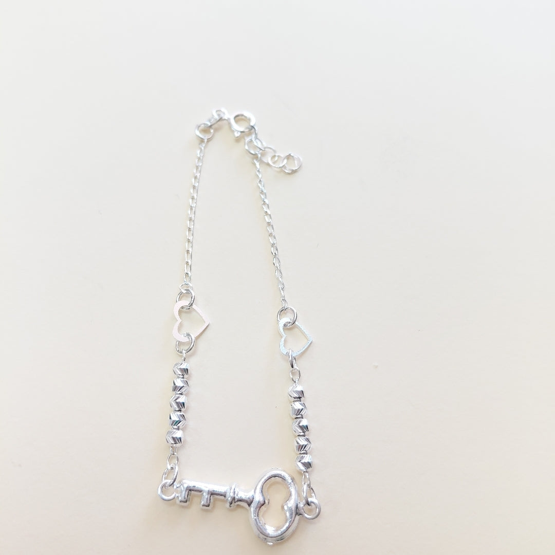 PULSERA TEJIDO LLAVE PLATA .925 18 CM 2.3 GR (NUEVO)
