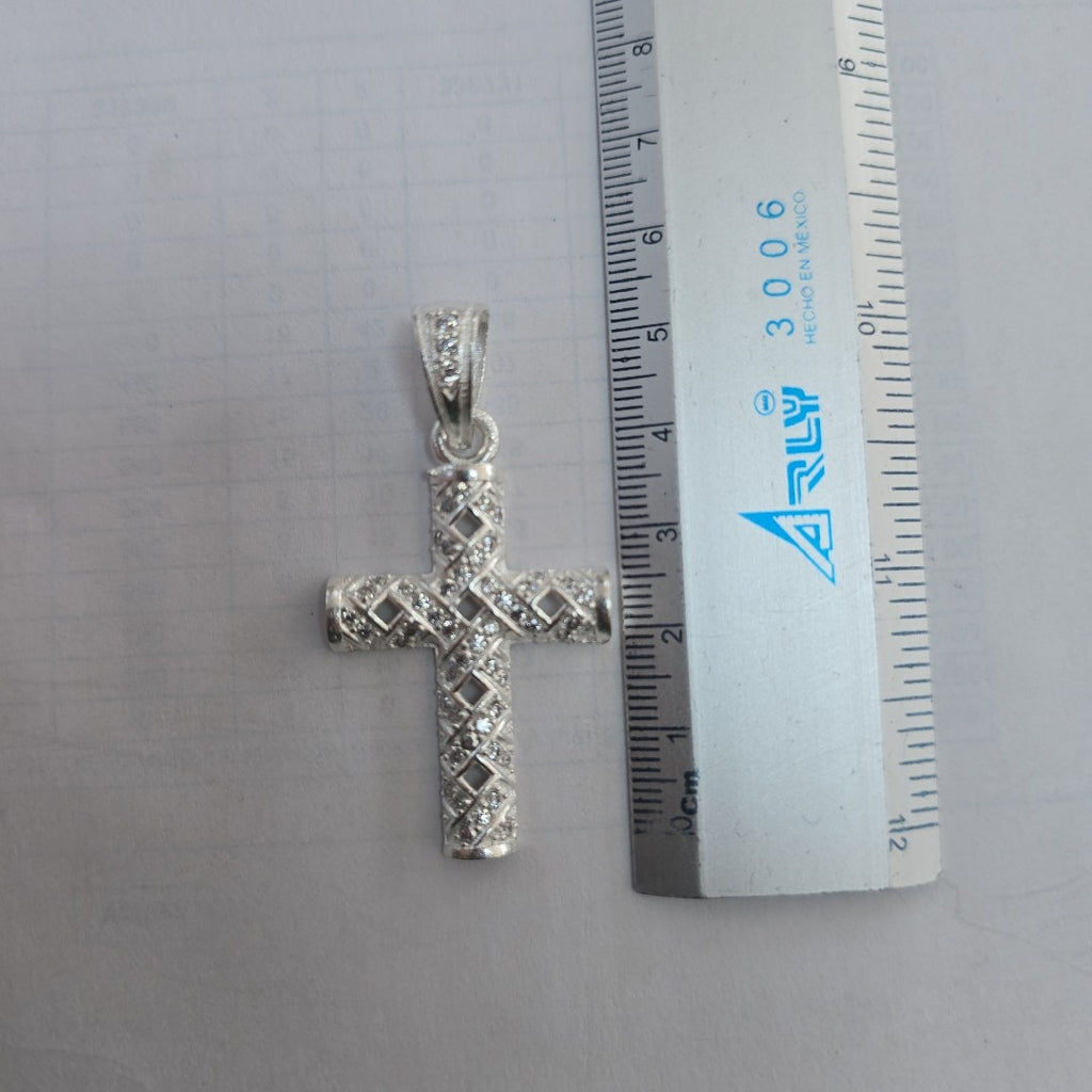DIJE CRUZ C/CIRCONIAS PLATA .925 7.7 GR (NUEVO)