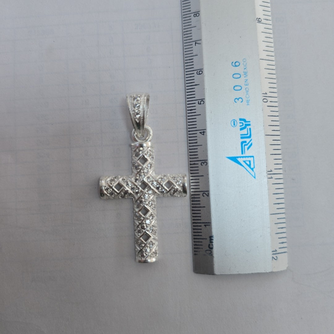 DIJE CRUZ C/CIRCONIAS PLATA .925 7.7 GR (NUEVO)