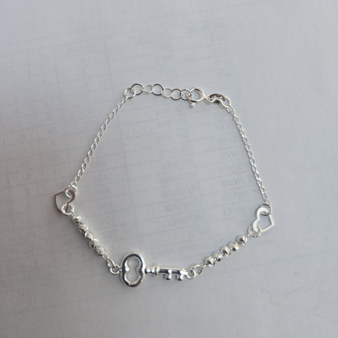 PULSERA TEJIDO LLAVE PLATA .925 18 CM 2.3 GR (NUEVO)