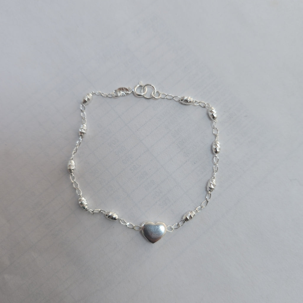 PULSERA TEJIDO CORAZON PLATA .925 18 CM 3.4 GR (NUEVO)