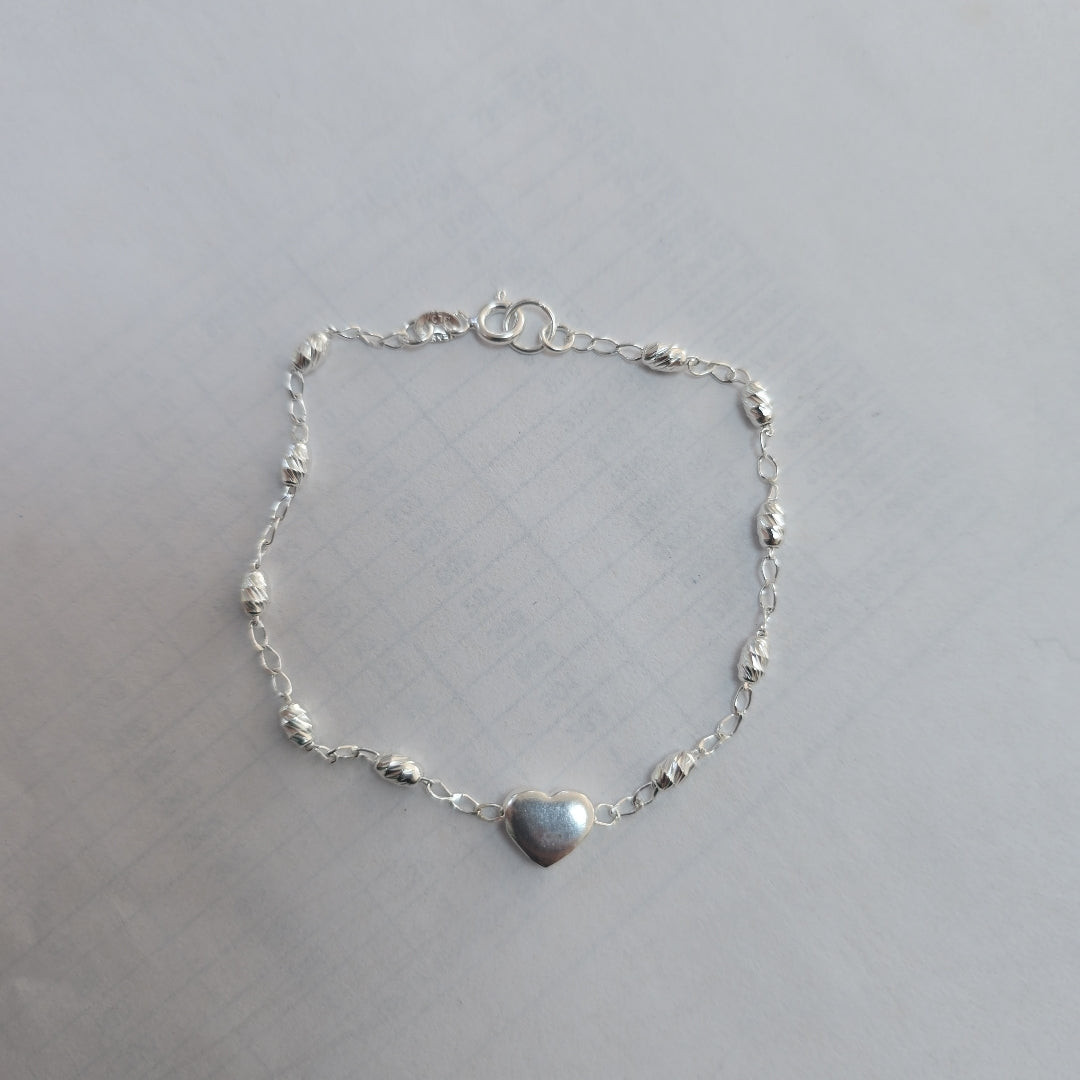 PULSERA TEJIDO CORAZON PLATA .925 18 CM 3.4 GR (NUEVO)