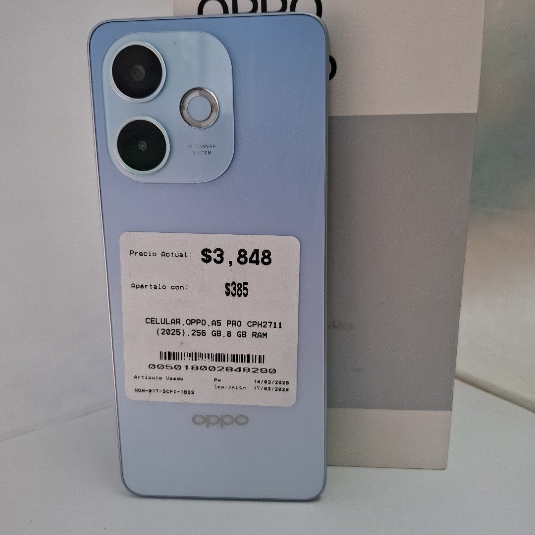 CELULAR OPPO  A5 PRO CPH2711 (2025) 256 GB 8 GB RAM (SEMINUEVO)